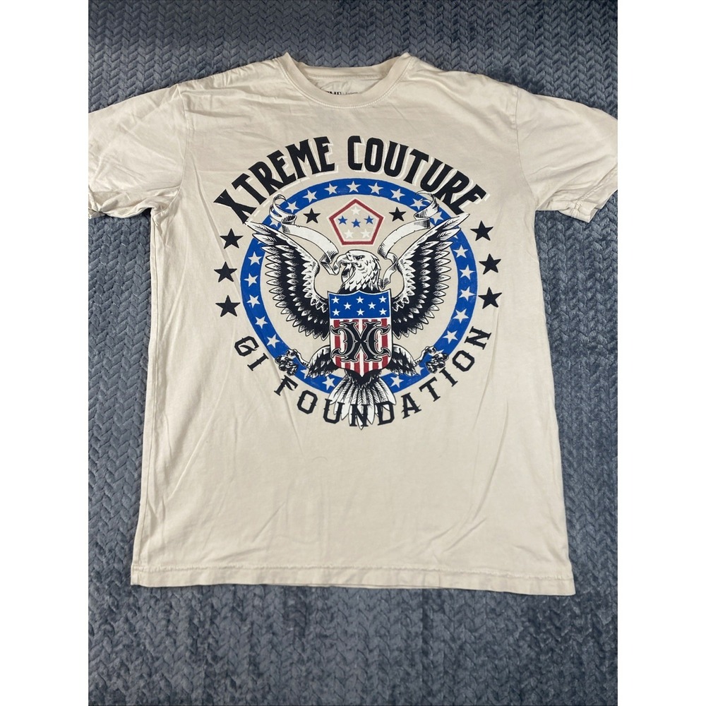 Xtreme Couture Mens Large White USA T Shirt GI Foundation